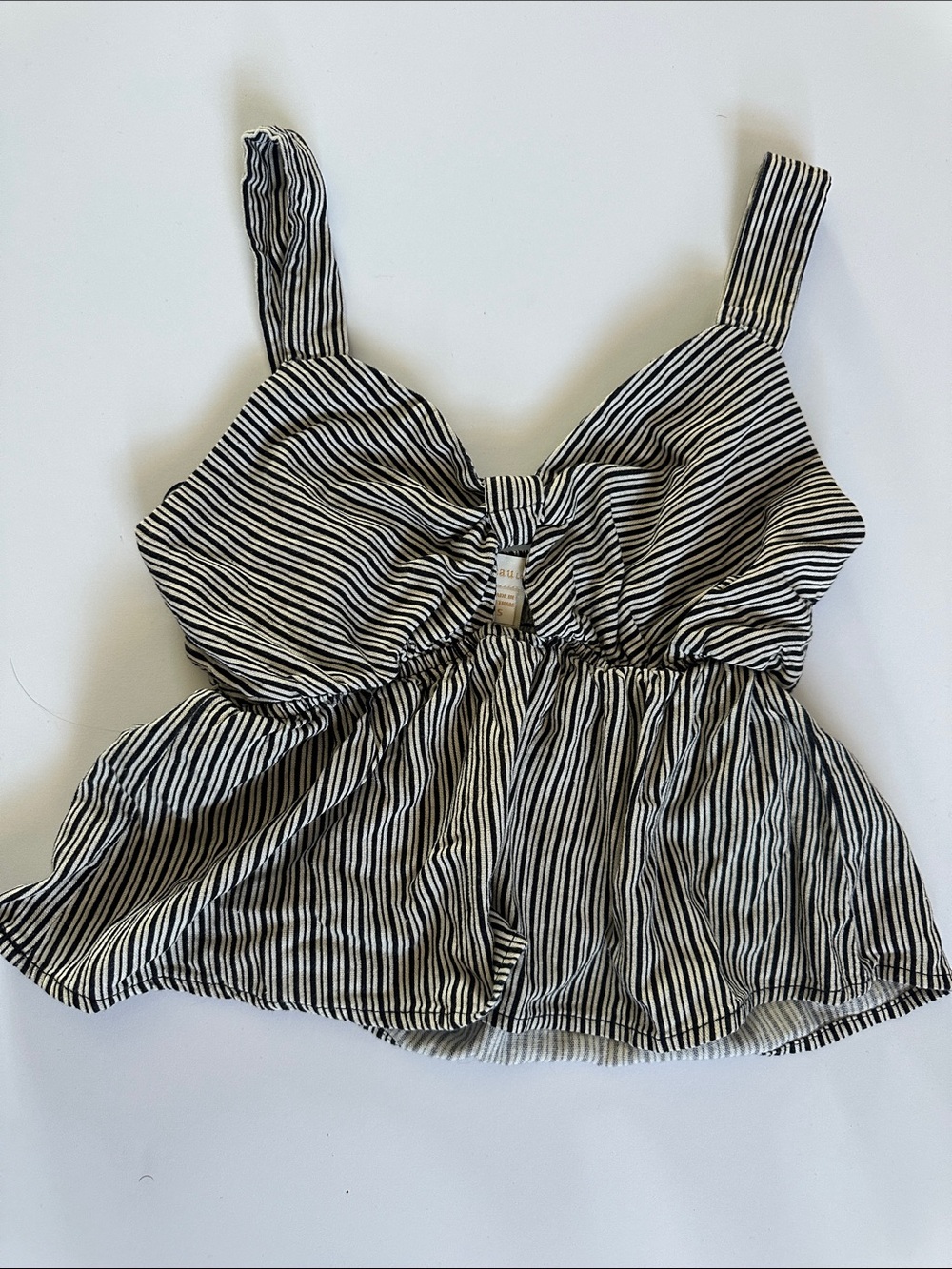 Striped Tie-Front Camisole Tank Top in Black and White